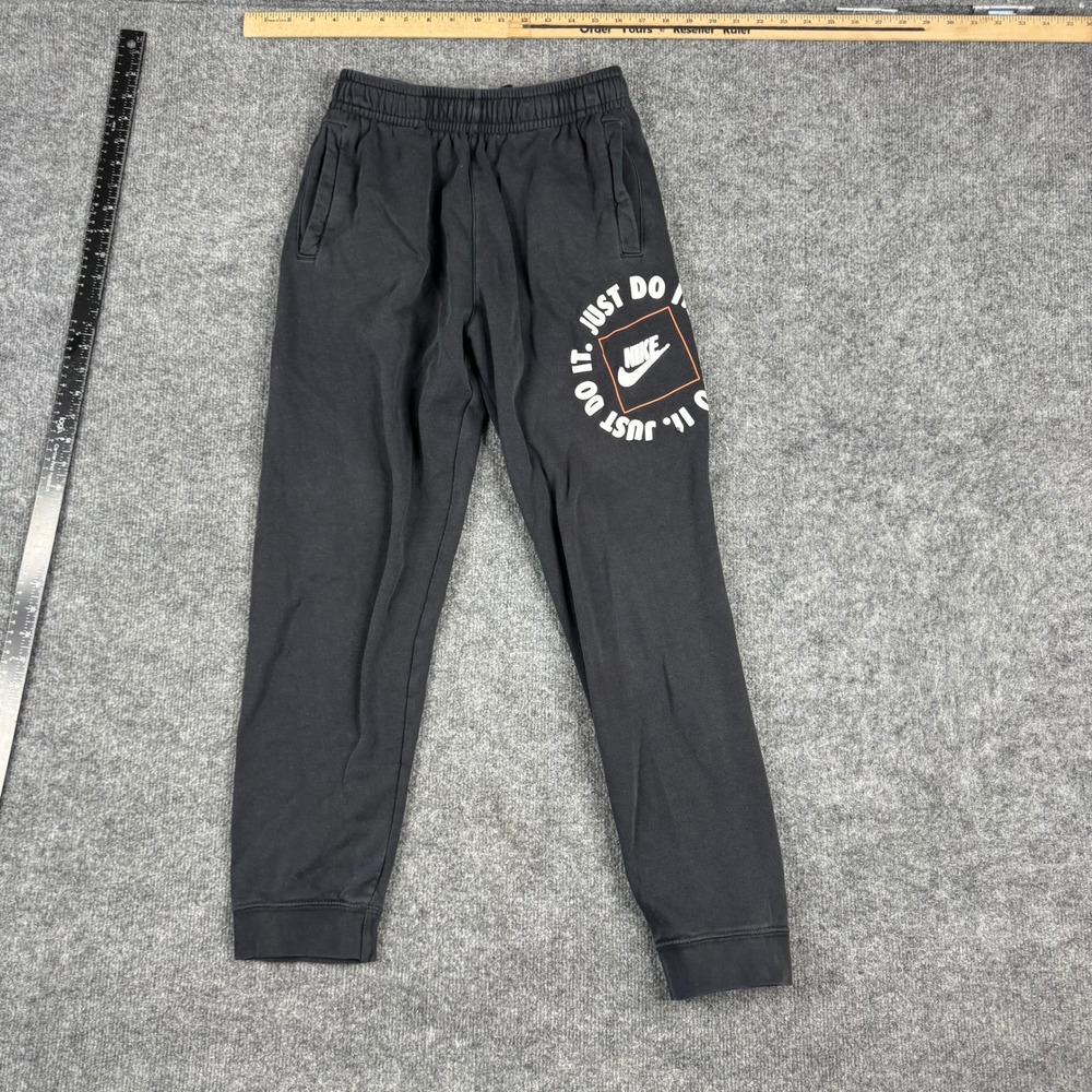 Nike Sweatpants Boys Size XL Black Just Do It Graphic Fleece Joggers Standard